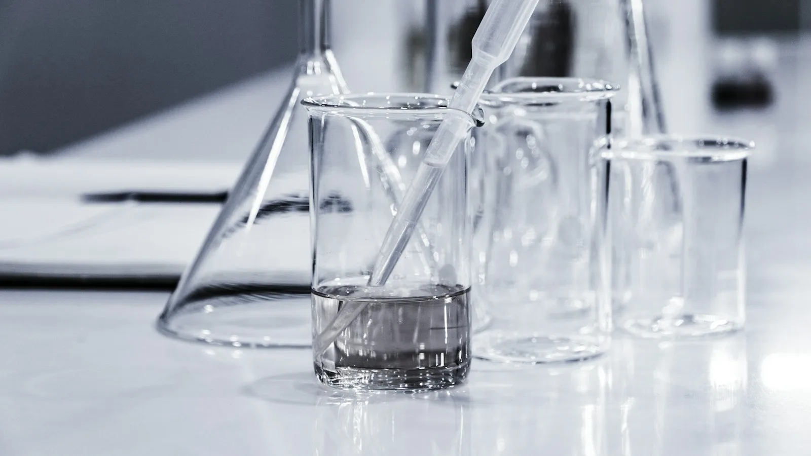 Students presenting a science experiment in a bright laboratory