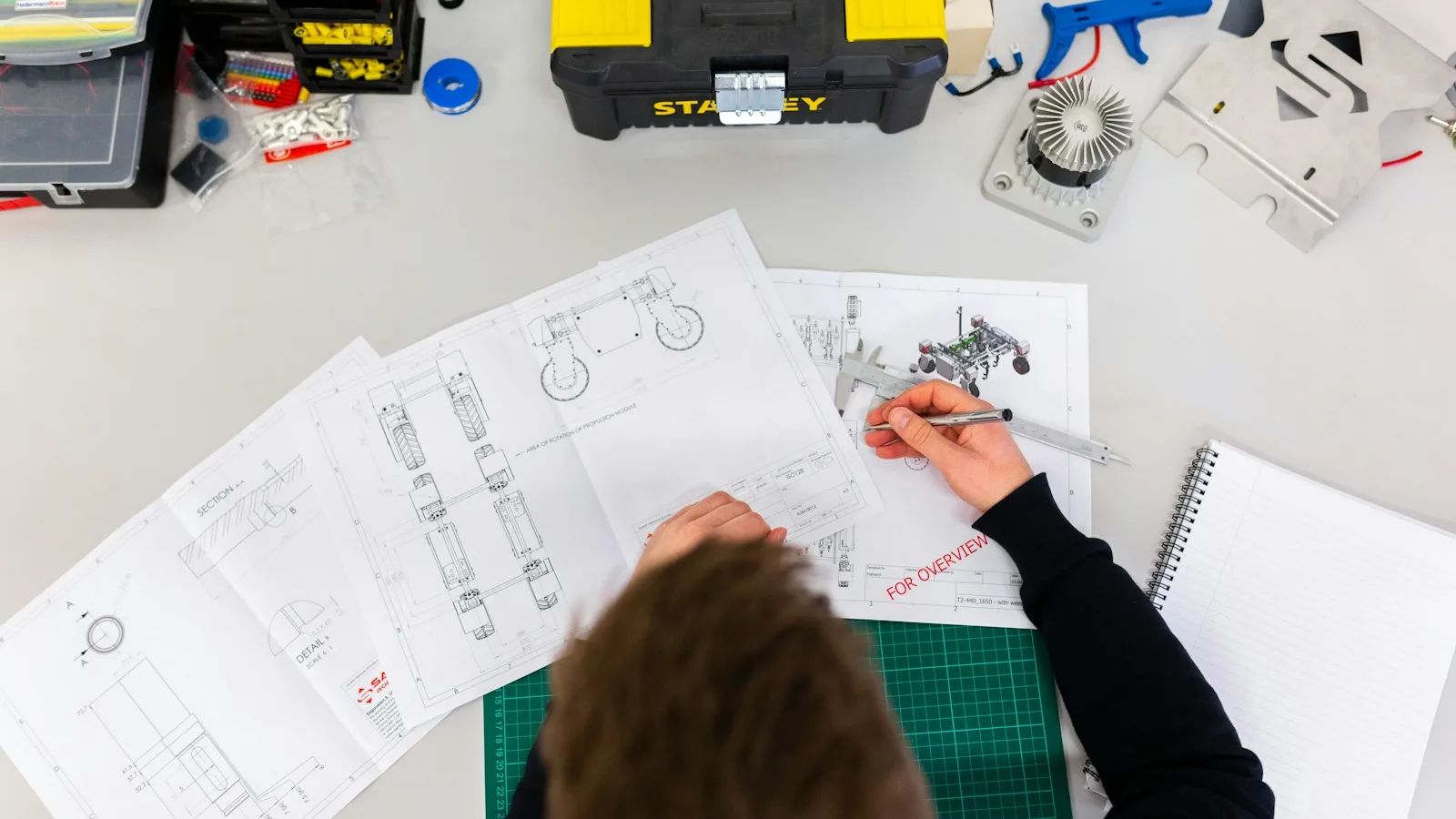 Modern STEM laboratory with electronics and engineering workstations